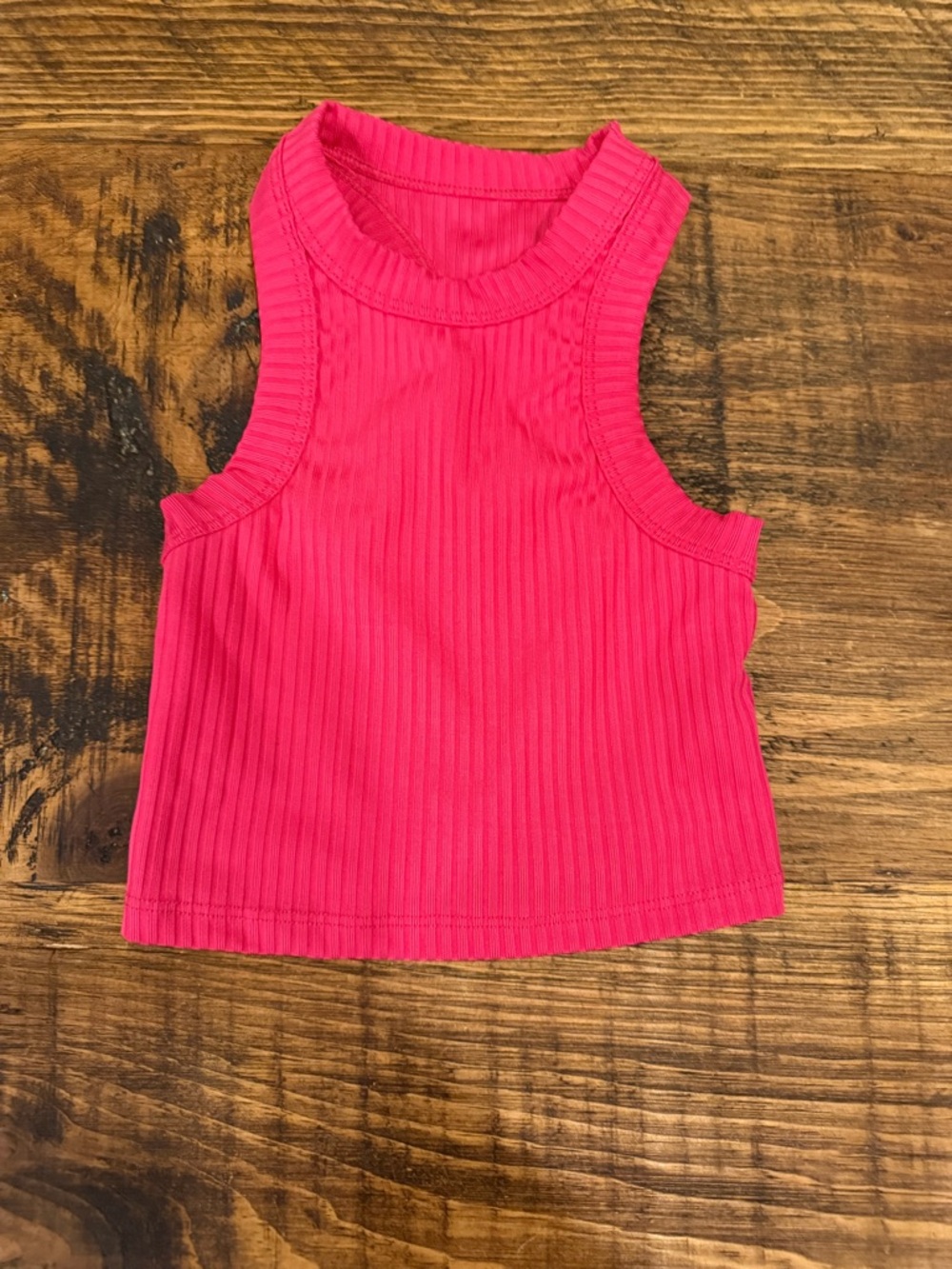 Girls Sleeveless Ribbed Tank Top - Hot Pink